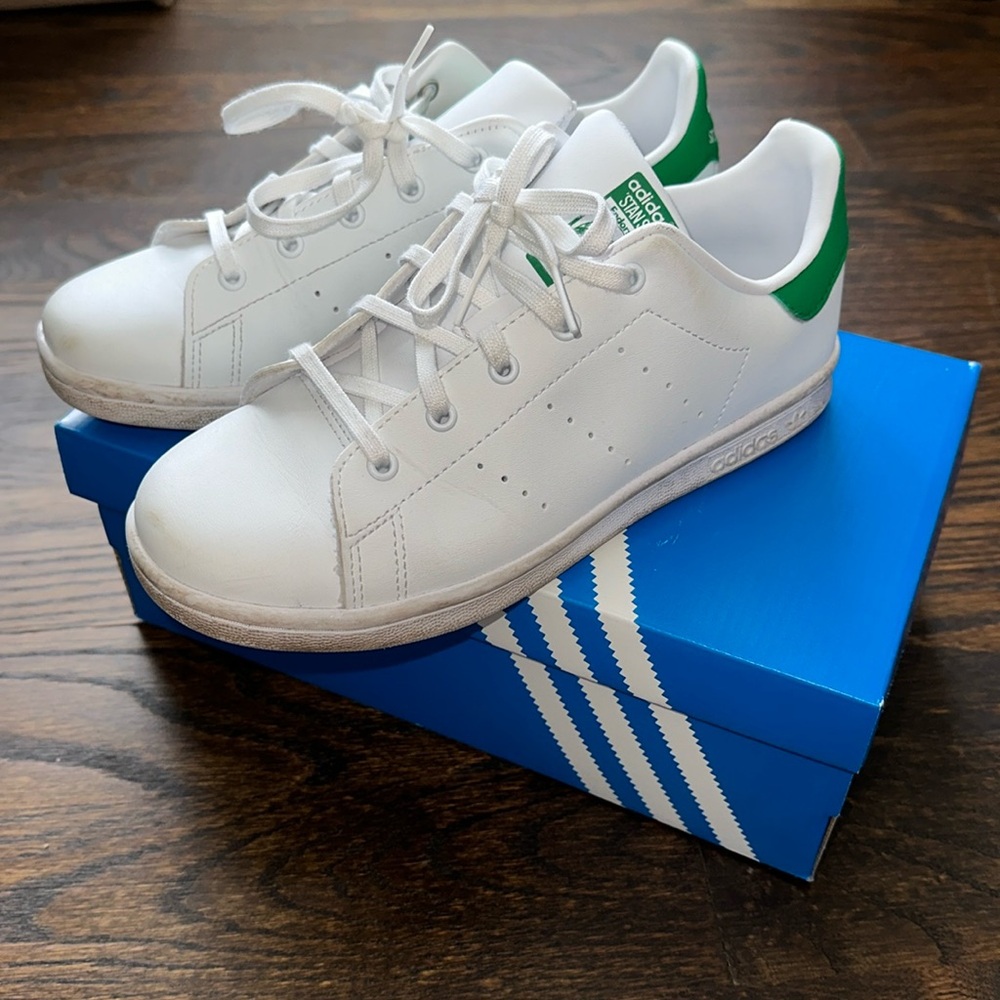 adidas Kids White and Green Sneakers